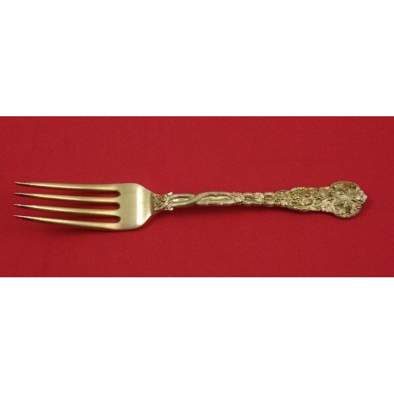 Chased Vine Vermeil by Shreve Dessert Fork 6 1/2" Gold