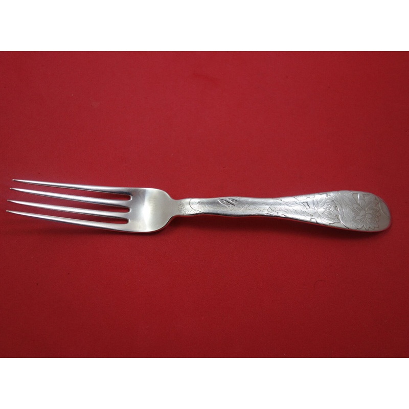 Lap Over Acid Etched by Tiffany & Co. Sterling Dinner Fork w/Water Lily 8"