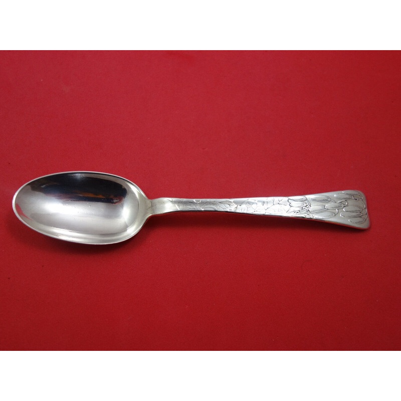 Lap Over Acid Etched by Tiffany Sterling Place Soup Spoon w/Barberries 7"