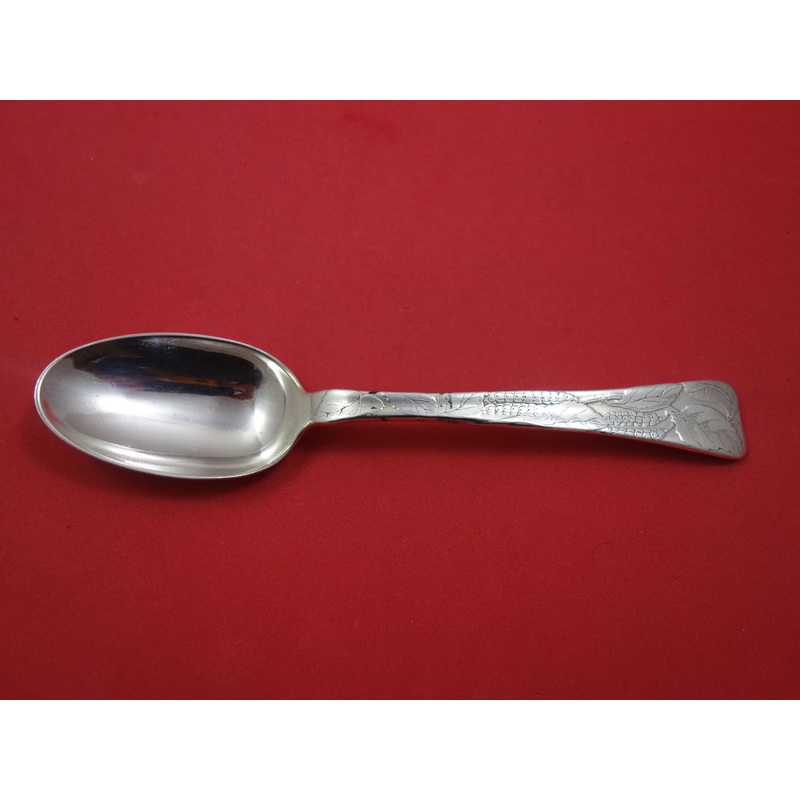 Lap Over Acid Etched by Tiffany Sterling Place Soup Spoon w/Mulberries 7"