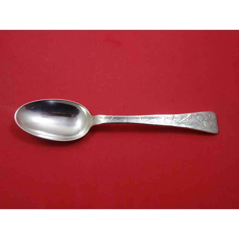 Lap Over Acid Etched by Tiffany Sterling Place Soup Spoon w/Service Berries 7"