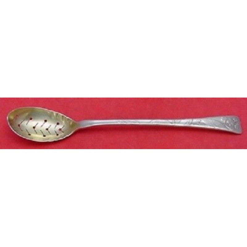 Lap Over Edge Acid Etched by Tiffany Sterling Olive Spoon GW Org. Forget Me Not