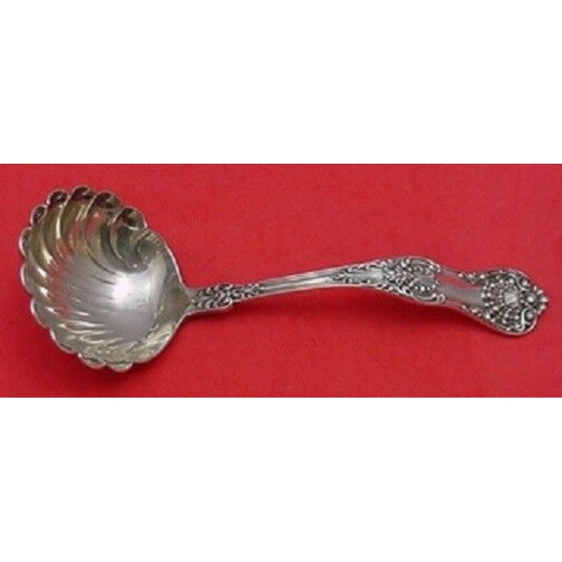 New King by Dominick and Haff Sterling Gravy Ladle Fluted 7 1/2" Goldwashed