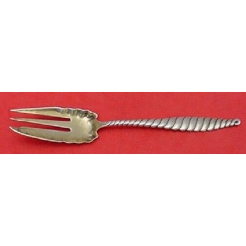 Oval Twist By Whiting Sterling Pastry Fork 3-tine Ruffled Shoulders 6 1/8"