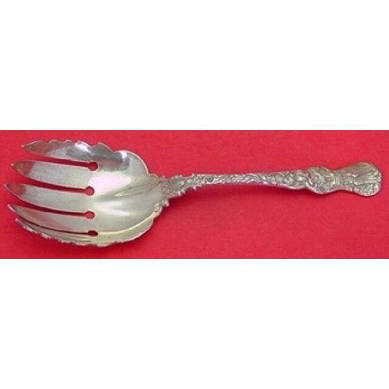 Heraldic by Durgin Sterling Vegetable Serving Fork 5-Tine Scalloped 9 1/4"