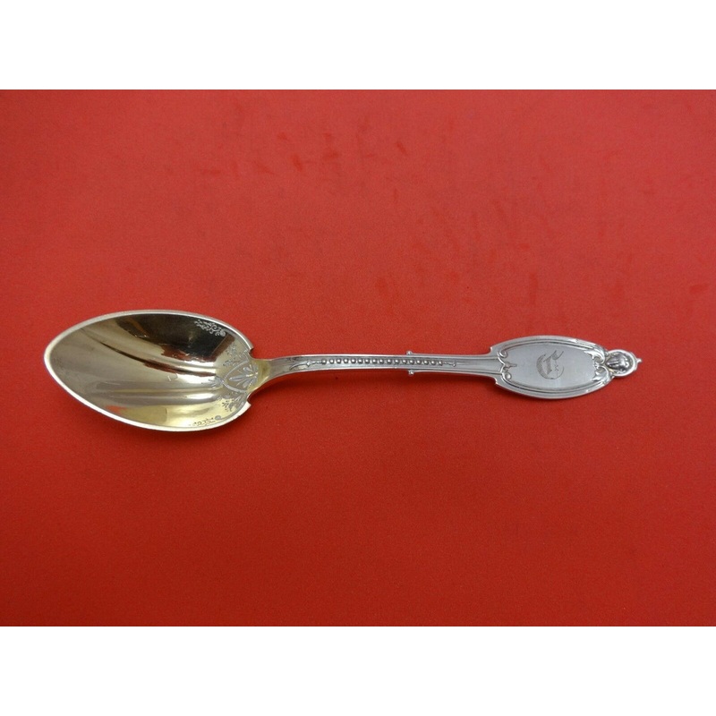 Kenilworth by Albert Coles Sterling Ice Cream Spoon Gold Washed Brite-Cut 5 5/8"