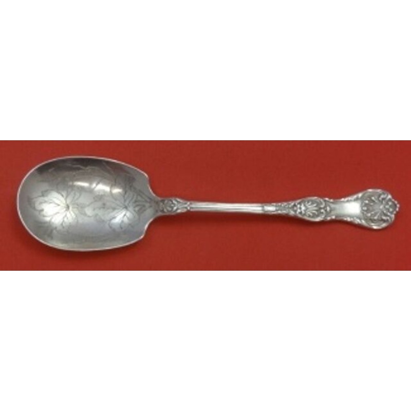 King George by Gorham Sterling Berry Spoon Russian Style Hand Engraving 9 1/4"