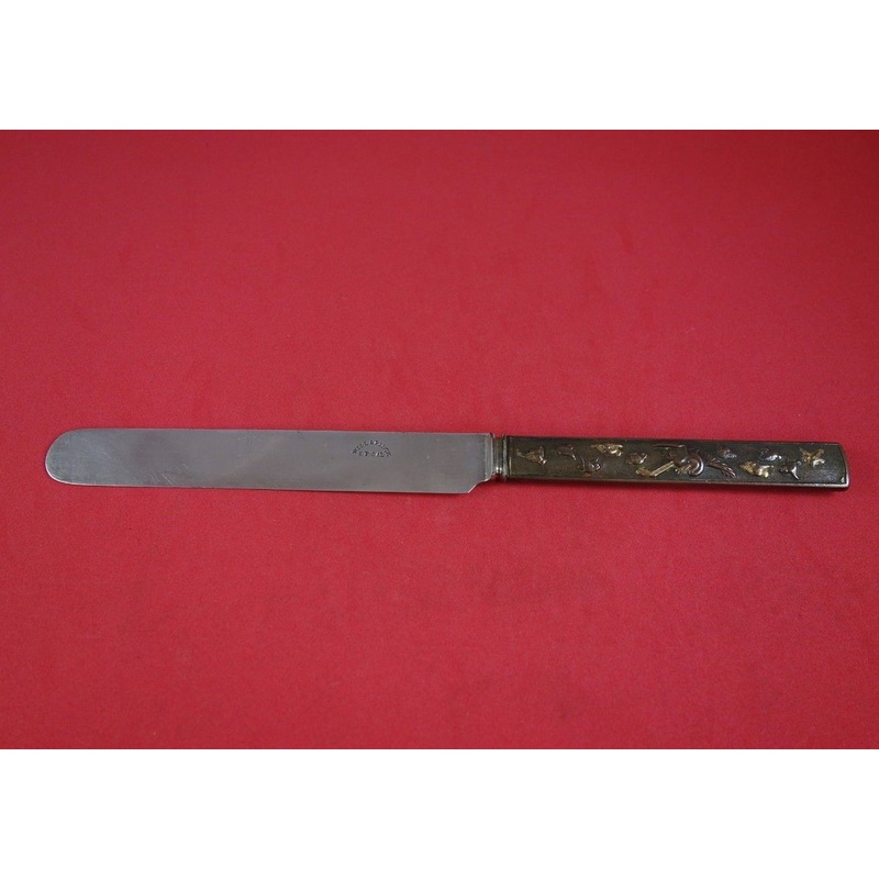 Kozuka by Unknown Bronze Handle Regular Knife with SP Blunt Blade and Birds 9"