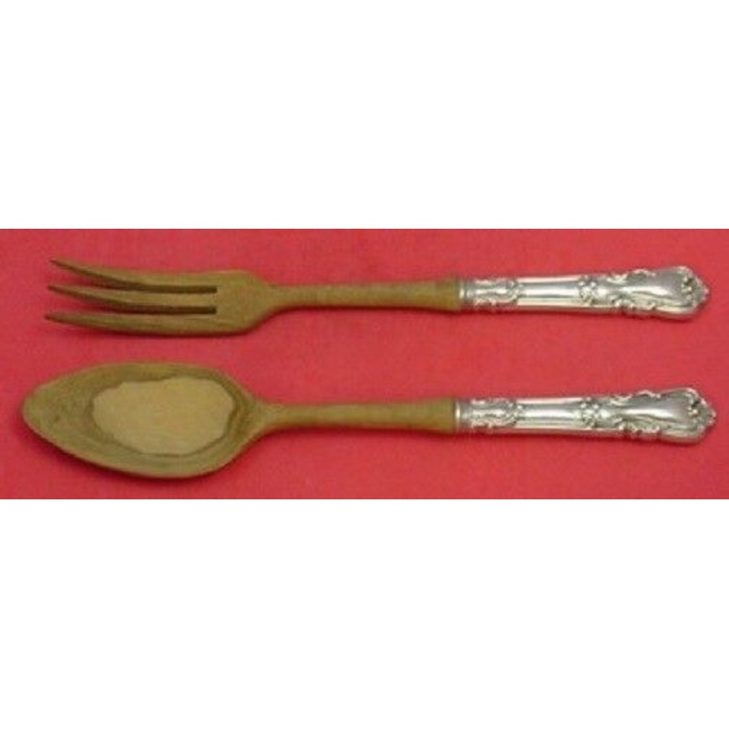 Lady Windsor aka Victorian New By Wallace Sterling Salad Serving Set w/ Wood 2pc