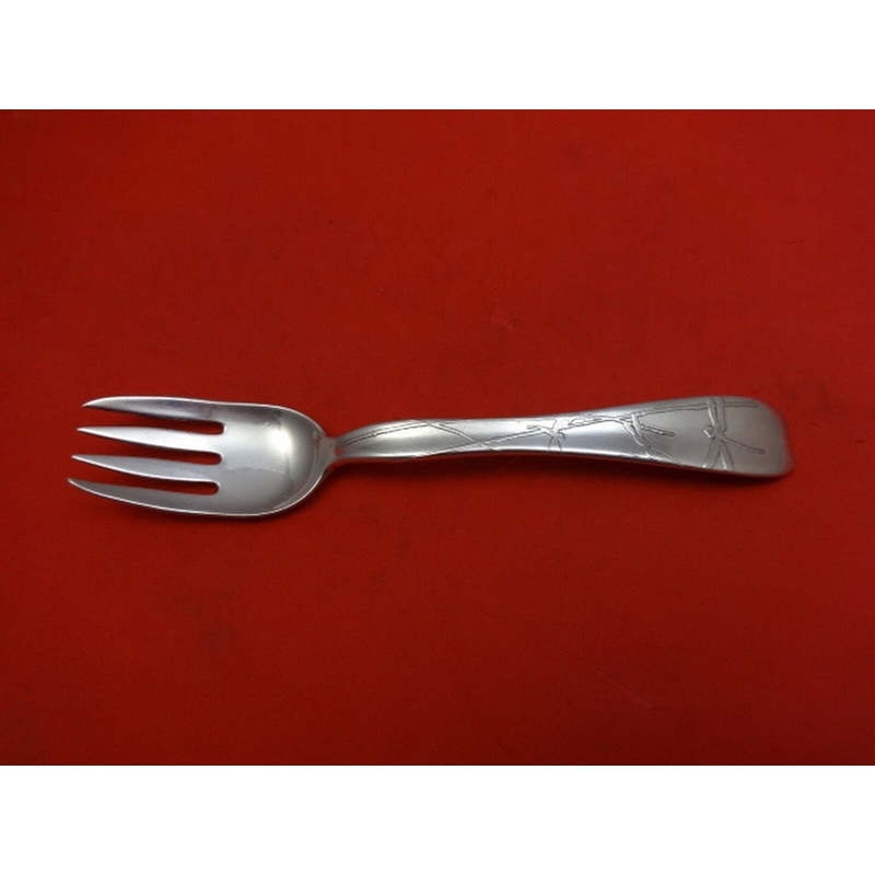 Lap Over Edge Acid Etched by Tiffany & Co. Sterling Fish Fork Dragonfly & Reeds