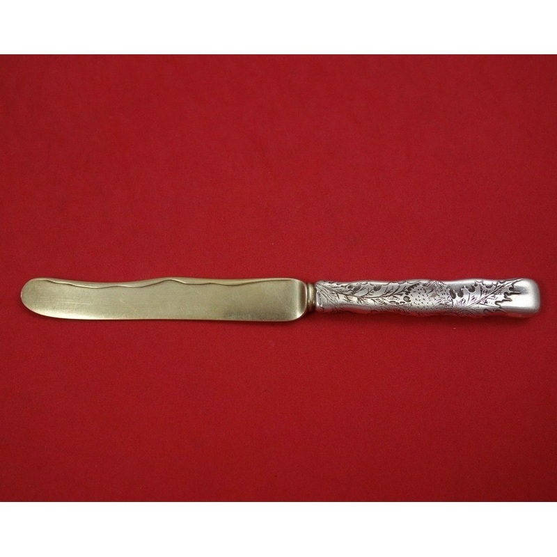 Lap Over Edge Acid Etched by Tiffany Sterling Breakfast Knife GW Thistle Leaves