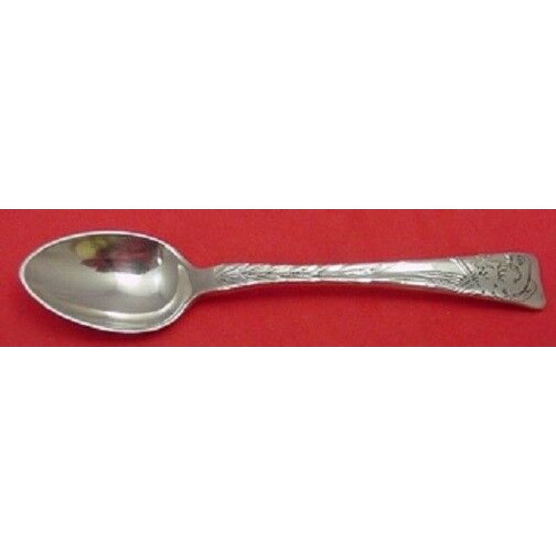 Lap Over Edge Acid Etched by Tiffany Sterling Demitasse Spoon w/ Parroquet 4"