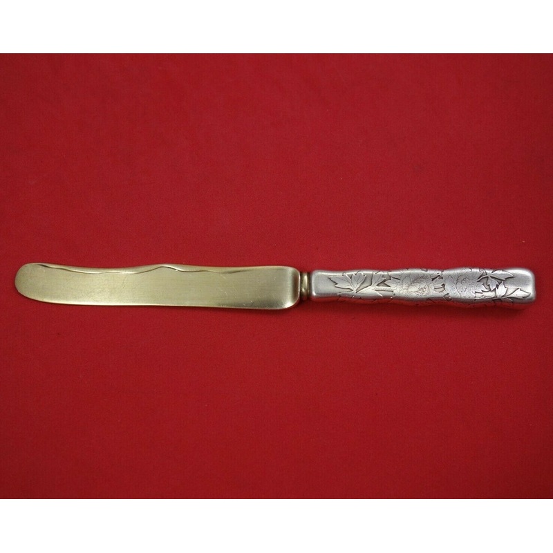 Lap Over Edge Acid Etched byTiffany Sterling Breakfast Knife GW Carnation