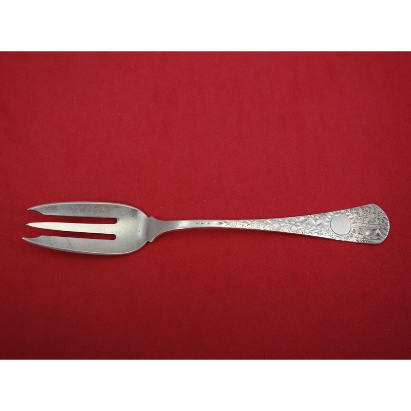 Old English Antique Eng w/Flowers Dominick Haff Sterling Pastry Fork Sunflowers