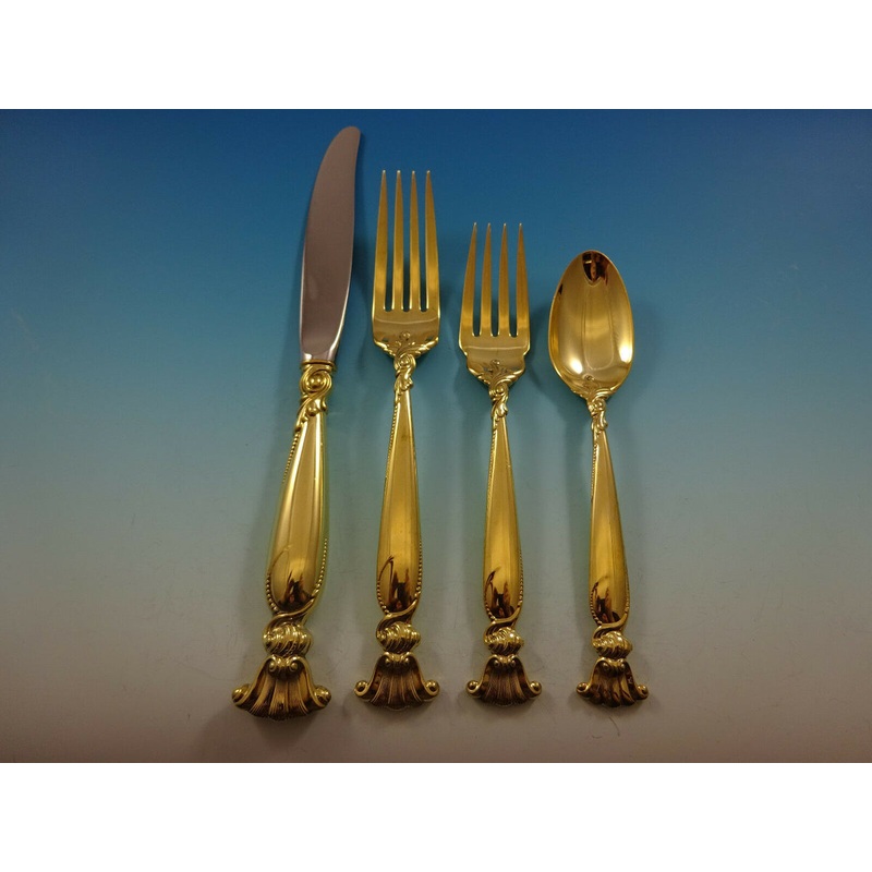 Romance of the Sea Vermeil By Wallace Sterling Regular Size Place Setting(s) 4pc