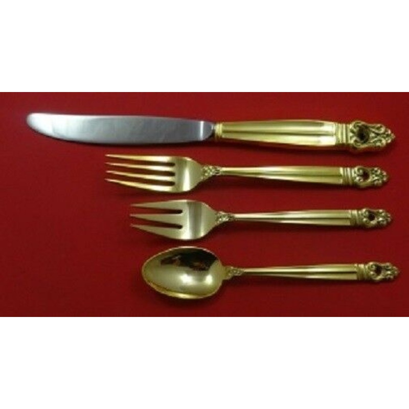 Royal Danish Vermeil By International Sterling Regular Size Place Setting 4pc