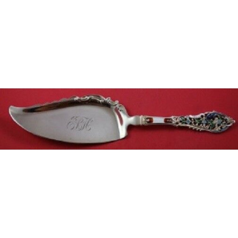 Trianon Pierced By Dominick and Haff Sterling Fish Server Enameled 11 1/4"