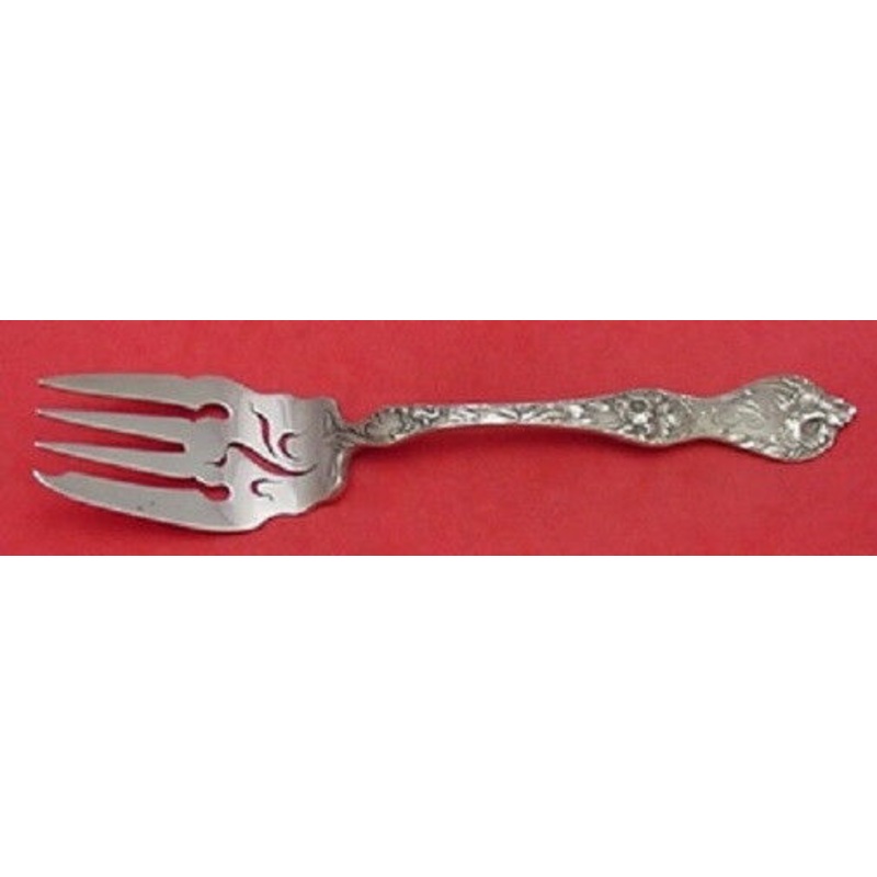 Les Cinq Fleurs by Reed and Barton Sterling Cold Meat Fork Large Pierced 8"