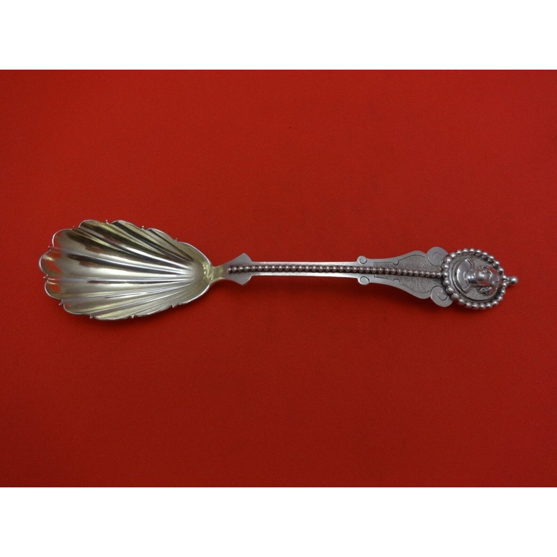 Medallion by Wood & Hughes Sterling Preserve Spoon GW Fluted & w/Beading 6 1/2"