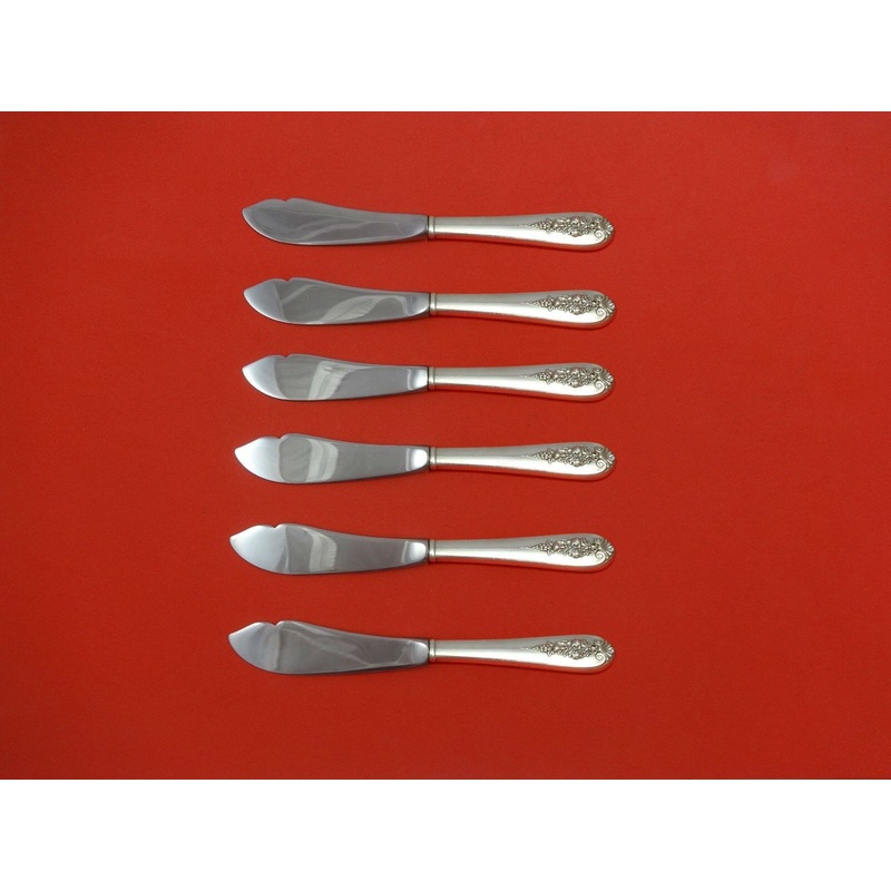 Pendant-Of-Fruit by Lunt Sterling Trout Knife Set 6pc. HHWS Custom Made 7 1/2"