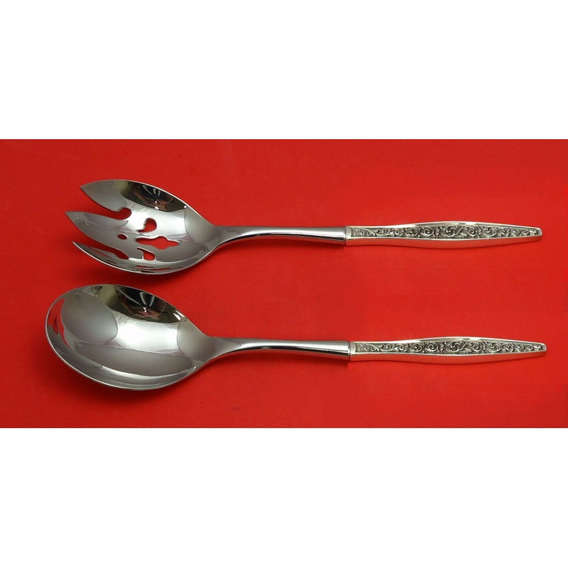 Renaissance Scroll by Reed & Barton  Sterling Salad Serving Set 2pc Custom