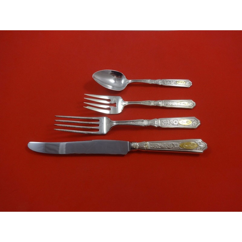 Saint Dunstan Chased Gold by Gorham Sterling Dinner Size Place Setting(s) 4pc