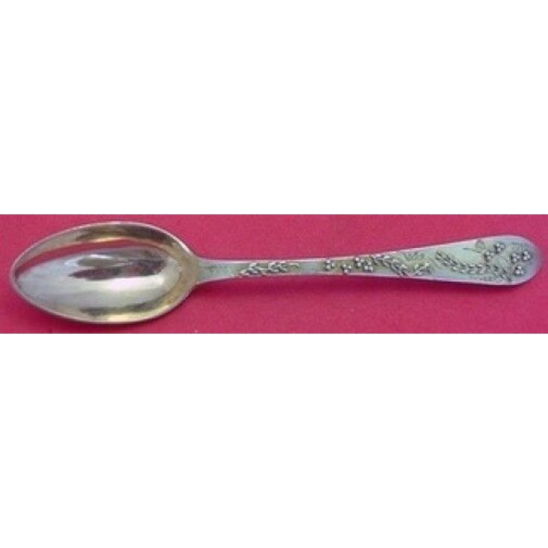 Tiffany & Co. Sterling Coffee Spoon Rose Gold w/Applied Berries & Leaves 4 3/4"