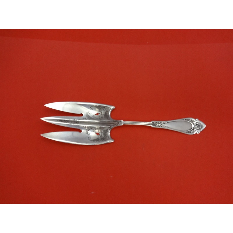 Venetian by Wood &Hughes Sterling Pastry Serving Fork w/Flowers 3-Tines 9 1/8"