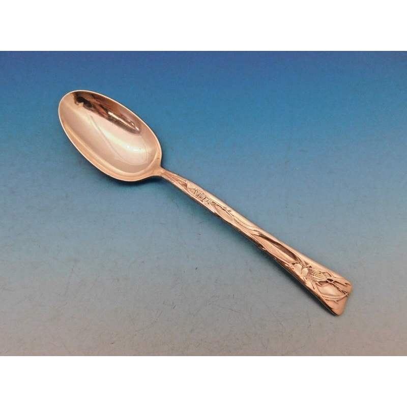 Lap Over Edge Acid Etched By Tiffany Sterling Teaspoon w/ Bug "1882" 6"