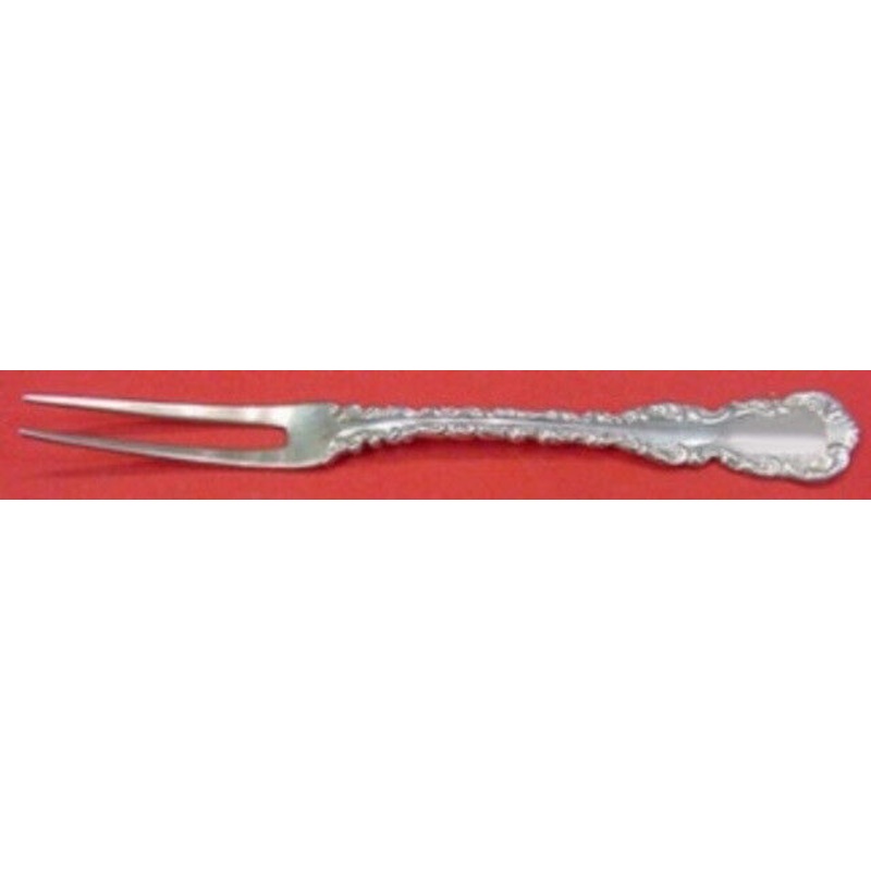 Louis XV by Whiting Sterling Strawberry Fork 2-Tine Gold Washed 4 1/2"