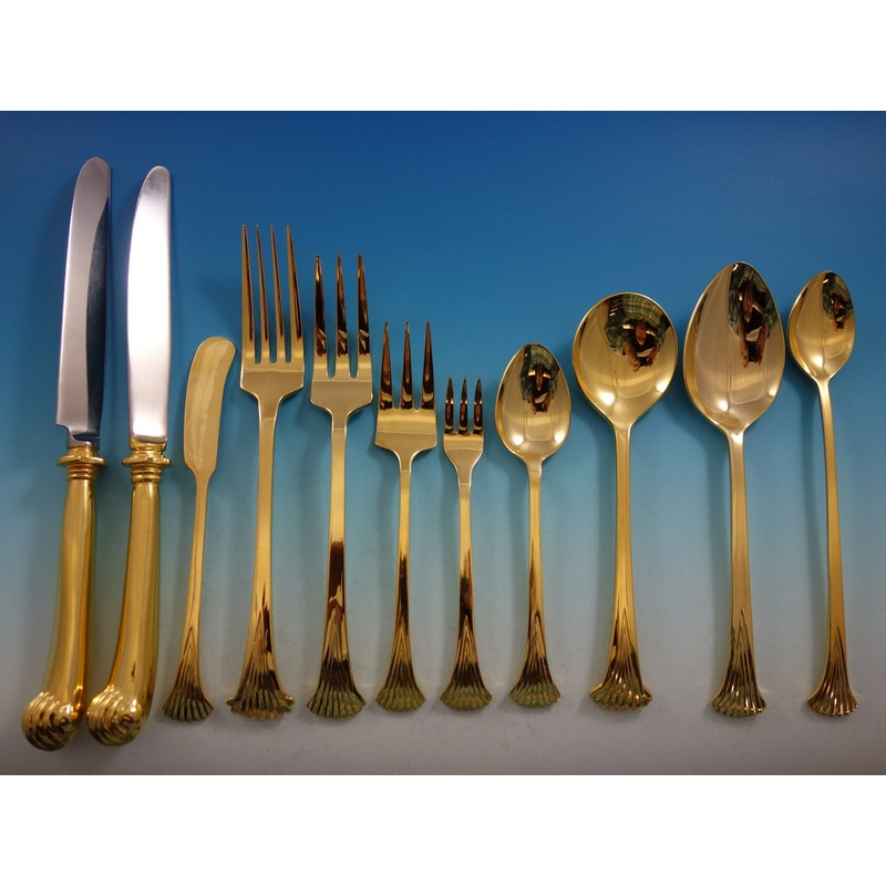 Onslow Gold Stainless Steel by Oxford Hall Flatware Set Service 168 Pieces