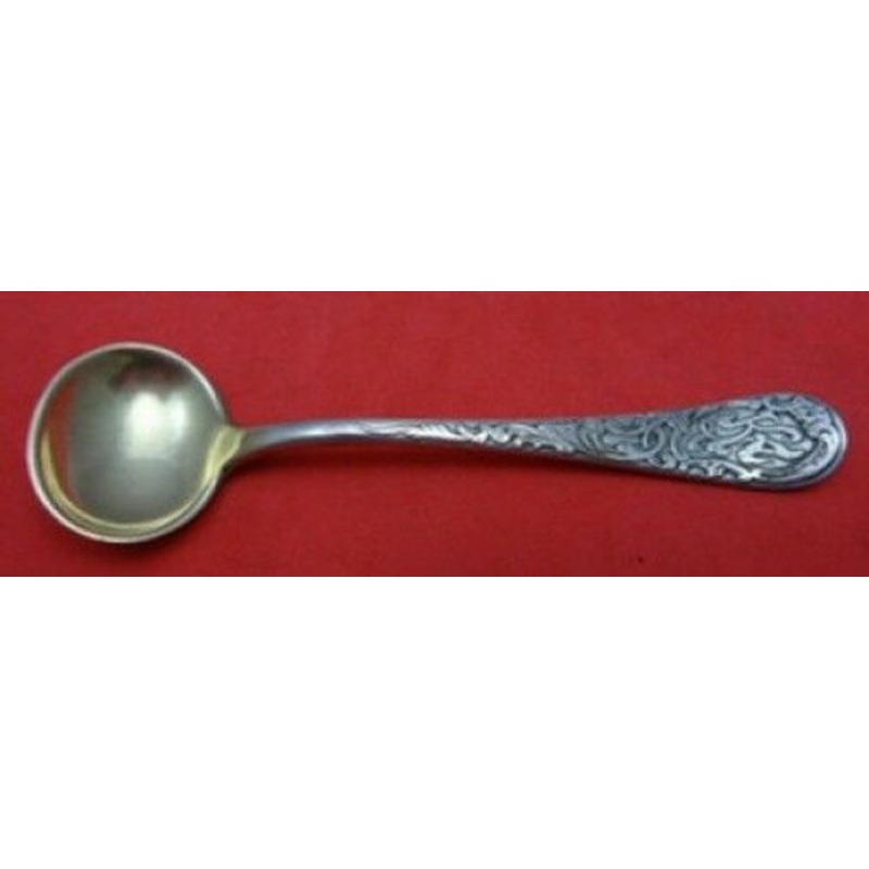 Pattern Unknown by Gorham Sterling Salt Spoon Master GW Inlaid Design 3 1/2"