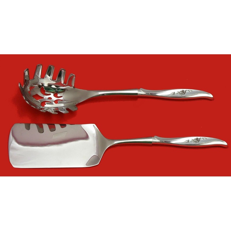 Rose Ballet by International Sterling Italian Pasta Server Set 2pc HHWS  Custom