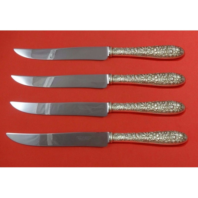 Southern Rose by Manchester Sterling Steak Knife Set 4pc Texas Sized Custom