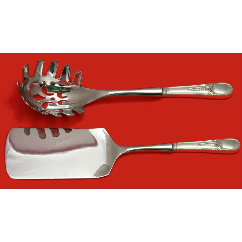 Flower Antique by Blackinton Sterling Italian Pasta Server Set 2pc HHWS  Custom