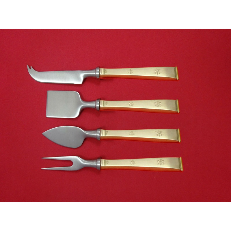 Golden Snowflake by Gorham Sterling Cheese Serving Set 4 Piece HHWS  Custom