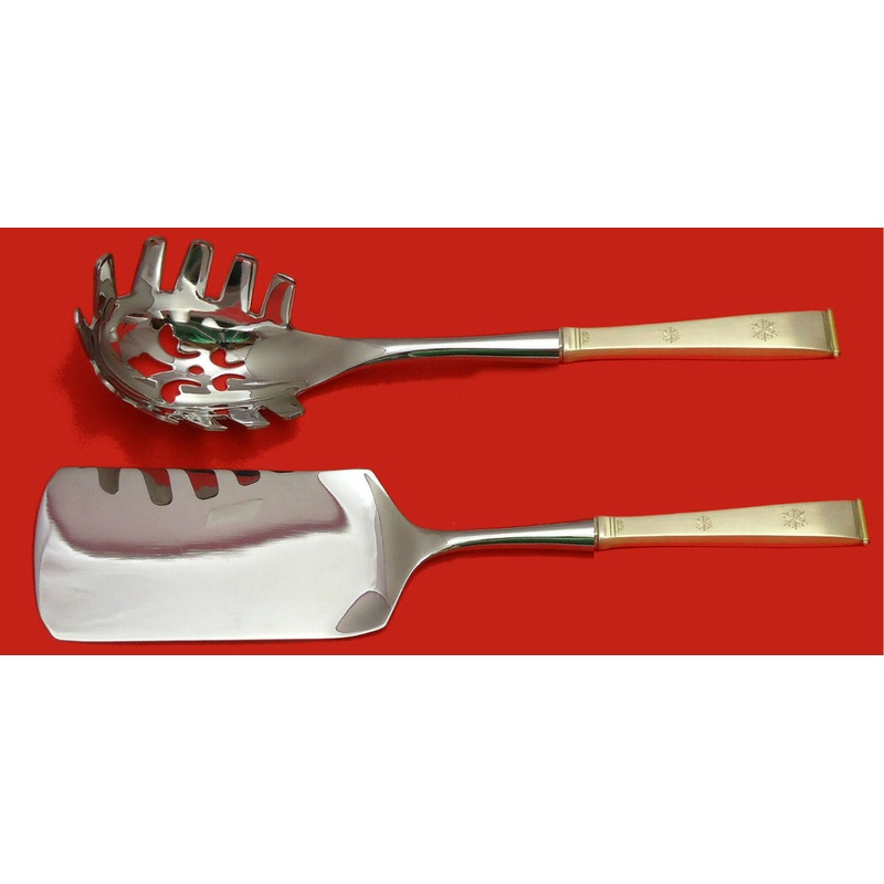 Golden Snowflake by Gorham Sterling Italian Pasta Server Set 2pc HHWS  Custom