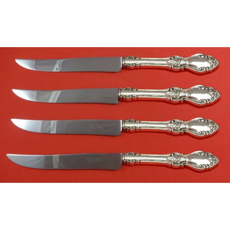 Old Virginia by Reed and Barton Sterling Steak Knife Set 4pc Texas Sized Custom