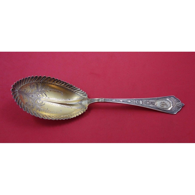 Cleopatra by Schulz and Fischer Sterling Berry Spoon GW BC Pie Crust 9 1/4"