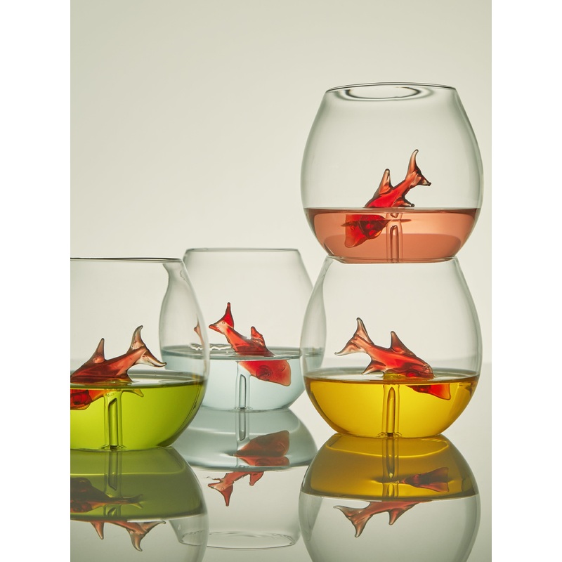 Goldfish Hand-Blown Murano Glass Tumblers (Set of 4)