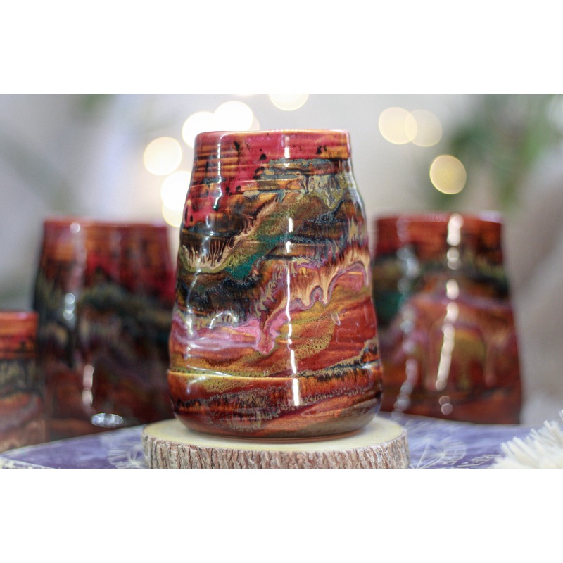 05-B Earthy 'FLOW' Textured Divot Cups - TOP SHELF, 18 oz. (This listing is for one cup)