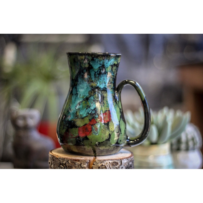 14-B Chrysocolla Barely Flared Notched Mug - TOP SHELF, 18 oz.