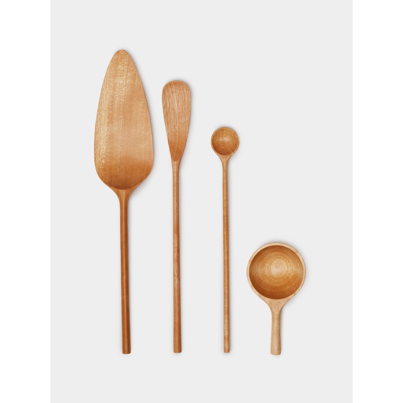 Hand-Carved Birch Mixed Utensils (Set of 4)