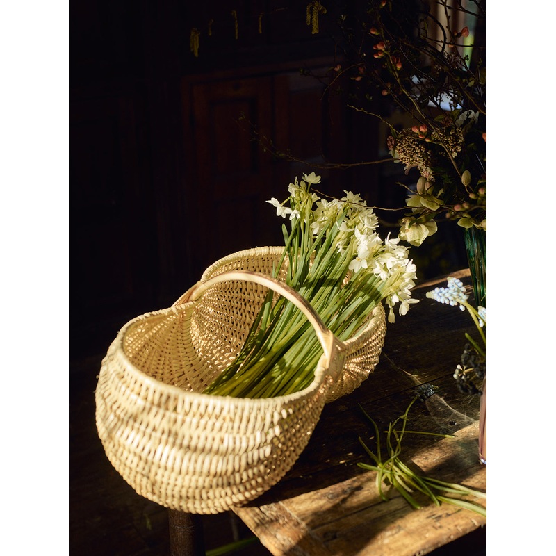 Handwoven White Willow Flower Basket