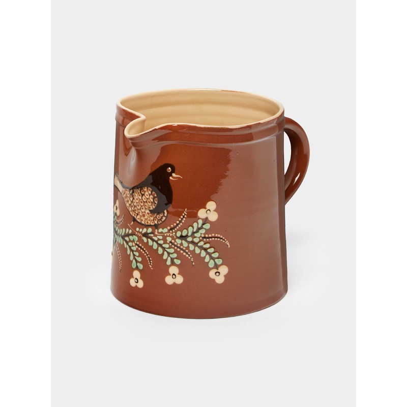 Birds Hand-Painted Ceramic Straight-Edge Jug