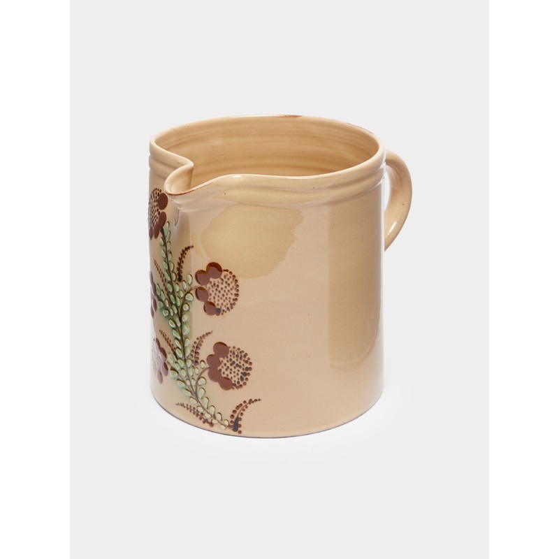 Flowers Hand-Painted Ceramic Straight-Edge Jug