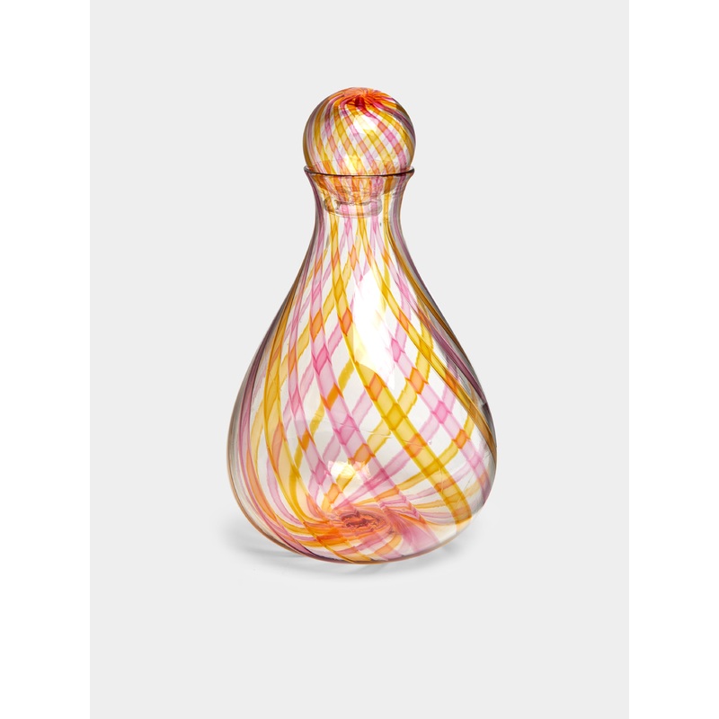 Hand-Blown Glass Striped Decanter