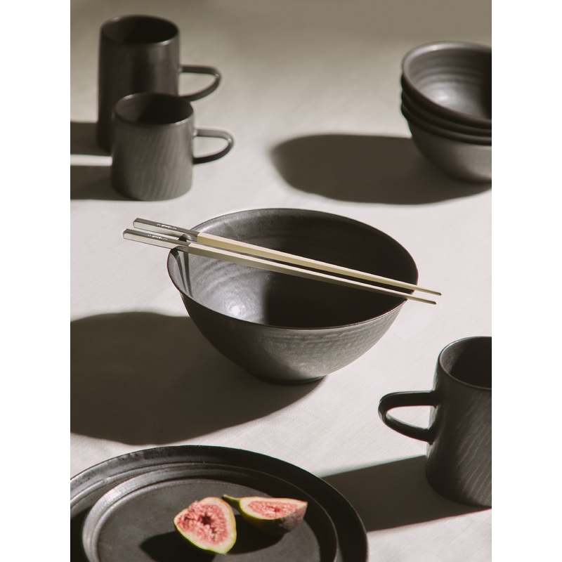 Black Clay Large Bowls (Set of 4)