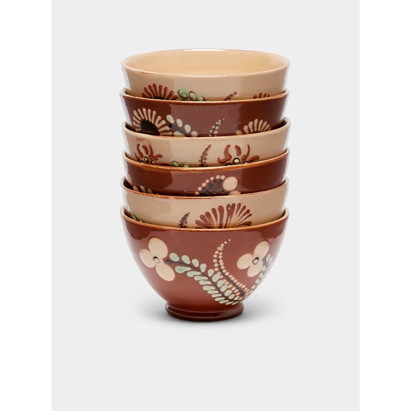 Flowers Hand-Painted Ceramic Espresso Cups (Set of 6)