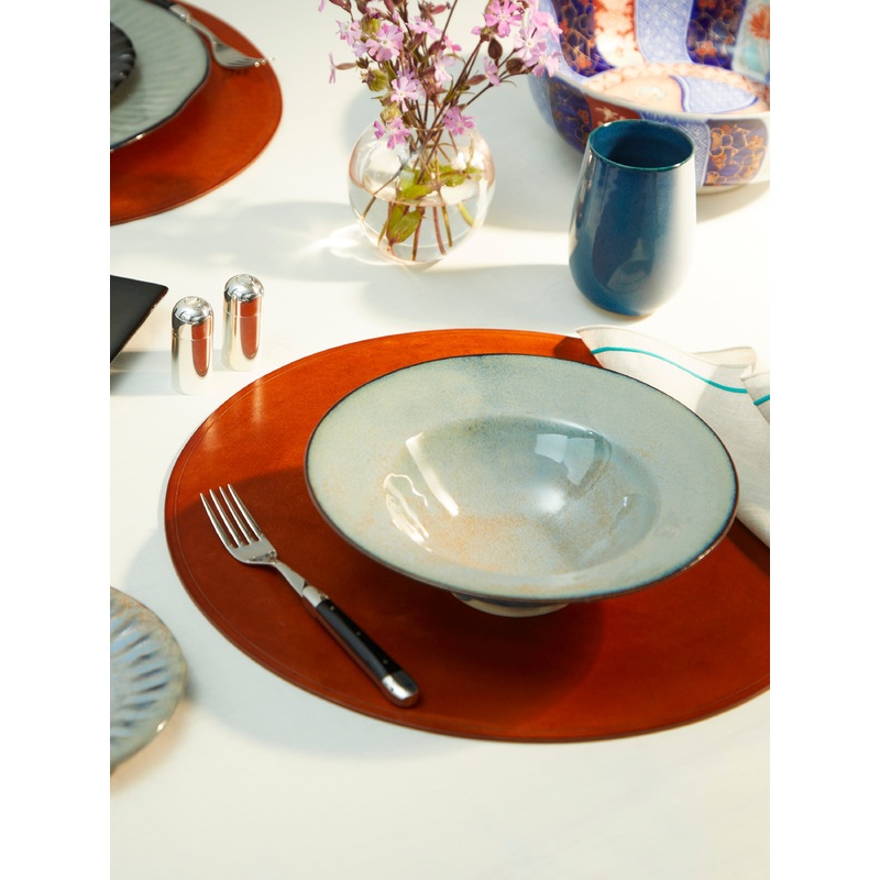 Hand-Glazed Ceramic Large Deep Bowls (Set of 6)